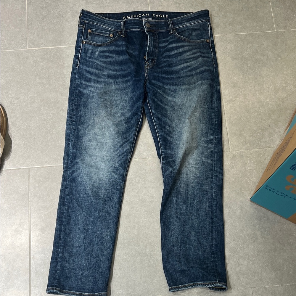 American Eagle Outfitters Men's Dark Blue Straight Jeans